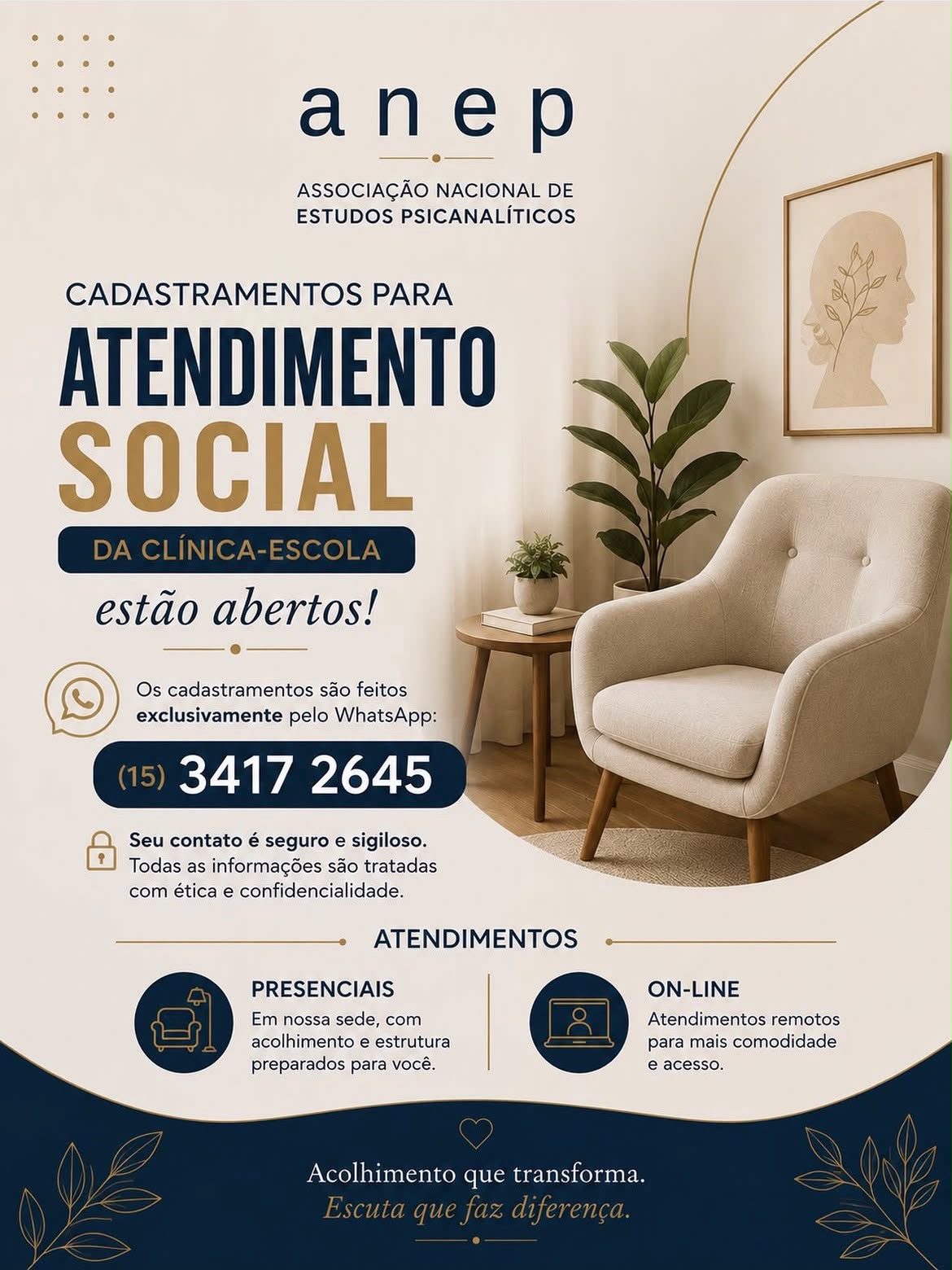 Cadastramentos para atendimento social da Clínica-Escola ANEP